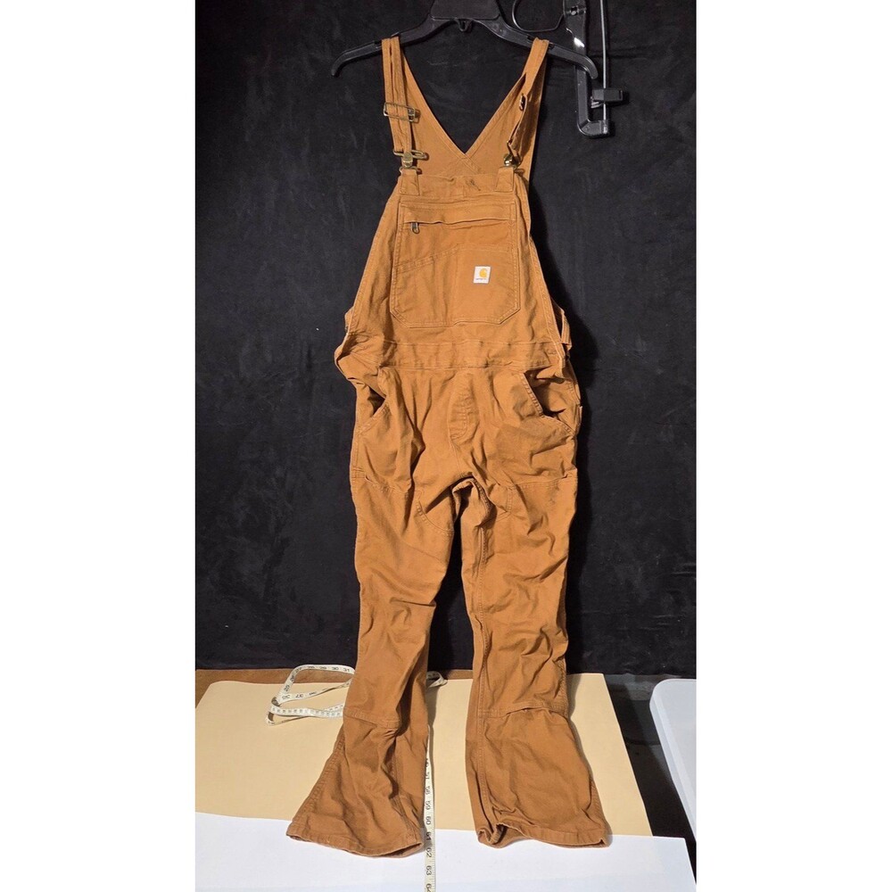 Carhartt Brown Duck Canvas Bib Overalls Womens M 8/10 Loose Fit Workwear